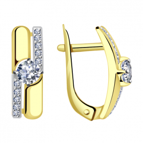 Серьги из лимонного золота Александра кл2787асл с фианитом кл2787асл фото