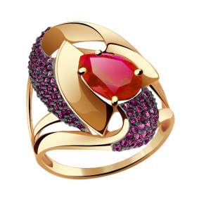 Золотое кольцо Александра кл2790-30ск-р с фианитом и рубиновым корундом кл2790-30ск-р фото