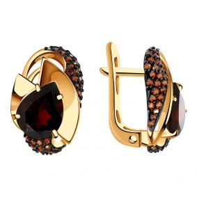 Золотые серьги Александра кл2790а-2ск-к с фианитом и гранатом кл2790а-2ск-к фото