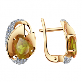 Золотые серьги Александра кл2790а-48ск с фианитом и султанитом кл2790а-48ск фото