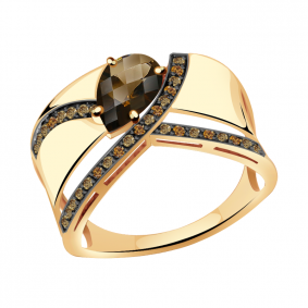 Золотое кольцо Александра кл2795-4ск-ш с фианитом и раухтопазом кл2795-4ск-ш фото