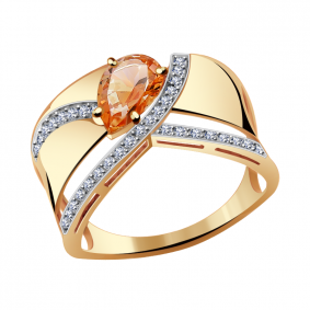 Золотое кольцо Александра кл2795-83ск с топазом, топазом Swarovski и Swarovski кл2795-83ск фото