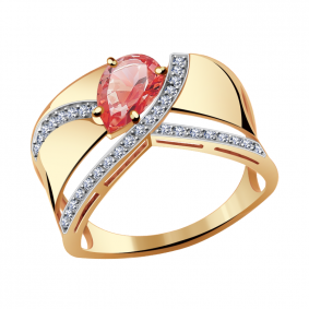 Золотое кольцо Александра кл2795-84ск с топазом Swarovski и Swarovski кл2795-84ск фото