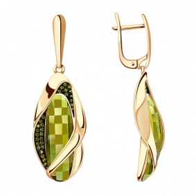 Золотые серьги Александра кл2796а-48ск-са с фианитом и султанитом кл2796а-48ск-са фото