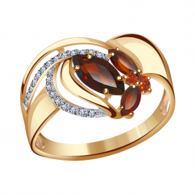 Золотое кольцо Александра кл2798-2ск с фианитом и гранатом кл2798-2ск фото