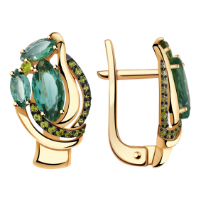 Золотые серьги Александра кл2798а-26ск-са с фианитом и турмалином кл2798а-26ск-са фото