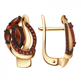 Золотые серьги Александра кл2798а-2ск-к с фианитом и гранатом кл2798а-2ск-к фото