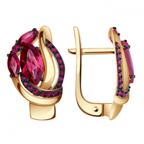 Золотые серьги Александра кл2798а-30ск-р с фианитом и рубиновым корундом кл2798а-30ск-р фото