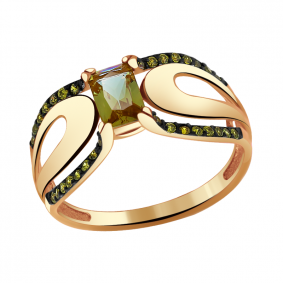 Золотое кольцо Александра кл2801-48ск-са с фианитом и султанитом кл2801-48ск-са фото