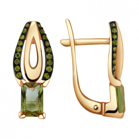 Золотые серьги Александра кл2801а-48ск-са с фианитом и султанитом кл2801а-48ск-са фото