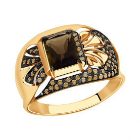 Золотое кольцо Александра кл2809-4ск-ш с фианитом и раухтопазом кл2809-4ск-ш фото