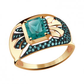 Золотое кольцо Александра кл2809-64ск-з с фианитом и Параиба кл2809-64ск-з фото