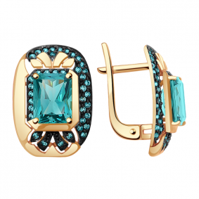 Золотые серьги Александра кл2809а-64ск-з с фианитом и Параиба кл2809а-64ск-з фото