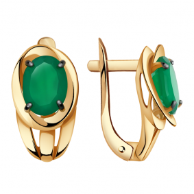 Золотые серьги Александра кл2810а-12ск с агатом кл2810а-12ск фото