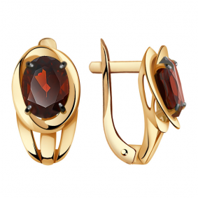 Золотые серьги Александра кл2810а-2ск с гранатом кл2810а-2ск фото