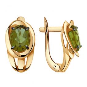 Золотые серьги Александра кл2810а-48ск с султанитом кл2810а-48ск фото