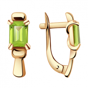 Золотые серьги Александра кл2811а-5ск с хризолитом кл2811а-5ск фото