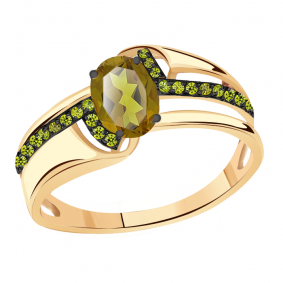 Золотое кольцо Александра кл2813-48ск-са с фианитом и султанитом кл2813-48ск-са фото