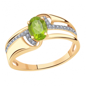 Золотое кольцо Александра кл2813-5ск с фианитом и хризолитом кл2813-5ск фото