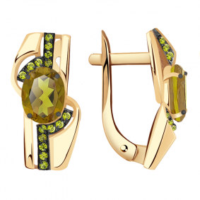 Золотые серьги Александра кл2813а-48ск-са с фианитом и султанитом кл2813а-48ск-са фото