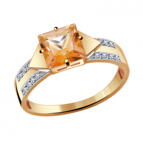 Золотое кольцо Александра кл2814-83ск с топазом Swarovski и Swarovski кл2814-83ск фото