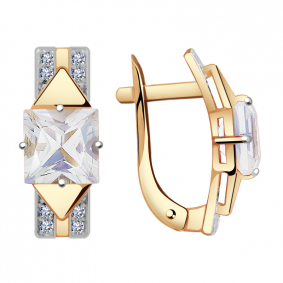 Золотые серьги Александра кл2814а-7ск с фианитом кл2814а-7ск фото