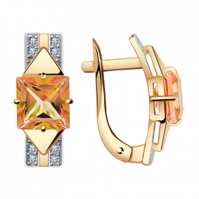 Золотые серьги Александра кл2814а-83ск с топазом Swarovski и Swarovski кл2814а-83ск фото