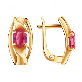 Золотые серьги Александра кл2819а-30ск с рубиновым корундом кл2819а-30ск фото