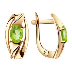 Золотые серьги Александра кл2819а-5ск с хризолитом кл2819а-5ск фото