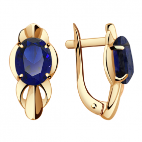 Золотые серьги Александра кл2826а-27ск с гидротермальным сапфиром кл2826а-27ск фото