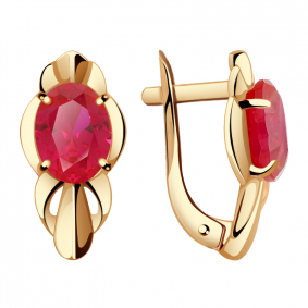 Золотые серьги Александра кл2826а-30ск с рубиновым корундом кл2826а-30ск фото
