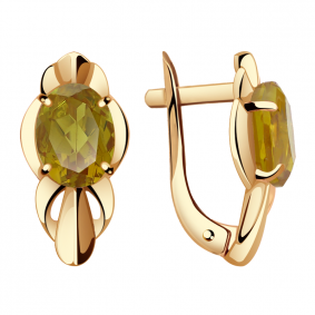 Золотые серьги Александра кл2826а-48ск с султанитом кл2826а-48ск фото