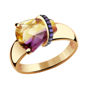 Золотое кольцо Александра кл2827-49ск-си с фианитом и аметрином кл2827-49ск-си фото
