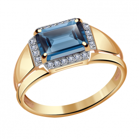 Золотое кольцо Александра кл2832-28ск с фианитом и Лондон топазом кл2832-28ск фото