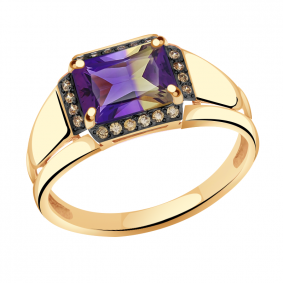 Золотое кольцо Александра кл2832-49ск-ш с фианитом и аметрином кл2832-49ск-ш фото