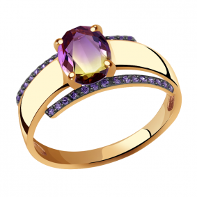 Золотое кольцо Александра кл2833-49ск-си с фианитом и аметрином кл2833-49ск-си фото