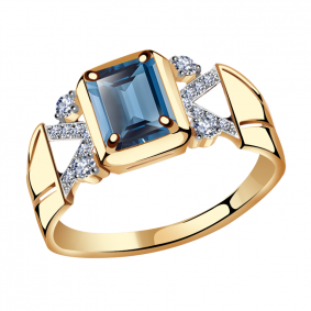 Золотое кольцо Александра кл2834-28ск с фианитом и Лондон топазом кл2834-28ск фото