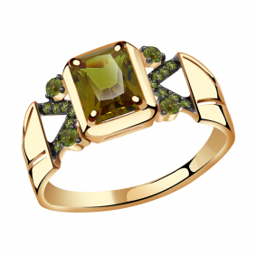 Золотое кольцо Александра кл2834-48ск с фианитом и султанитом кл2834-48ск фото