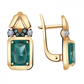 Золотые серьги Александра кл2834а-64ск-з с фианитом и Параиба кл2834а-64ск-з фото