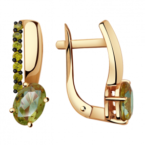 Золотые серьги Александра кл2842а-48ск-са с фианитом и султанитом кл2842а-48ск-са фото