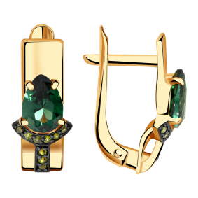 Золотые серьги Александра кл2852а-26ск-са с фианитом и турмалином кл2852а-26ск-са фото