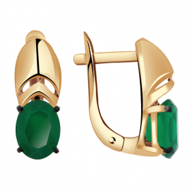 Золотые серьги Александра кл2854а-12ск с агатом кл2854а-12ск фото