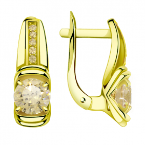Серьги из лимонного золота Александра кл2856а-81сл с Swarovski кл2856а-81сл фото