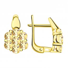 Серьги из лимонного золота Александра кл2857а-81сл с Swarovski кл2857а-81сл фото