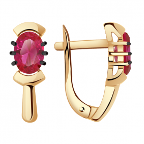 Золотые серьги Александра кл2858а-30ск с рубиновым корундом кл2858а-30ск фото
