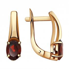 Золотые серьги Александра кл2861а-2ск с гранатом кл2861а-2ск фото