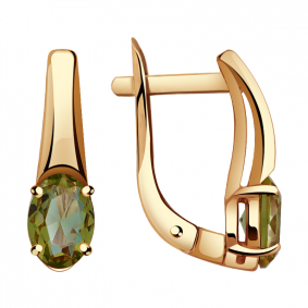 Золотые серьги Александра кл2861а-48ск с султанитом кл2861а-48ск фото