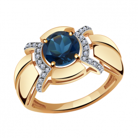 Золотое кольцо Александра кл2862-58ск с фианитом и Лондон топазом кл2862-58ск фото