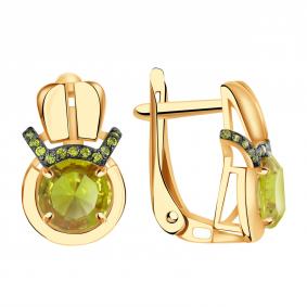 Золотые серьги Александра кл2862а-48ск-са с фианитом и султанитом кл2862а-48ск-са фото