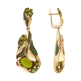 Золотые серьги Александра кл2873а-48ск-са с фианитом и султанитом кл2873а-48ск-са фото